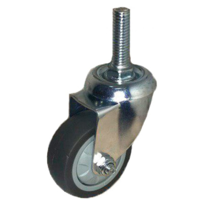 Колесо_ТЕМНАЯ сер.мягкая ГЛАДКАЯ резина болт. креп. (М10)  75мм  (SCTG93)