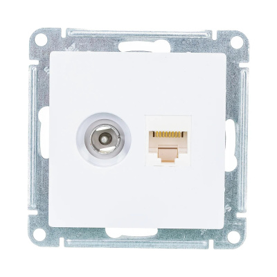 Розетка ATLASDESIGN двойная компьютерная+ТВ RJ45+TV категория 5E механизм белый
