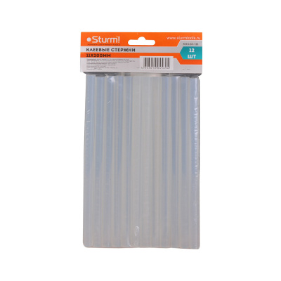 Стержни клеевые д/пистолета 11х200мм, 12 шт., ПРОЗРАЧНЫЕ, Sturm! 7010-05-12S