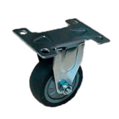 Колесо_ТЕМНАЯ сер.мягкая ГЛАДКАЯ резина  неповорот.  50мм (FCG25)