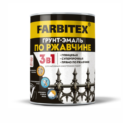 Грунт-эмаль по ржавчине 3 в1 (0,8 кг) FARBITEX Зеленый