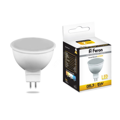 Лампа светодиодная LED 5вт 230в G5. 3 теплый Feron