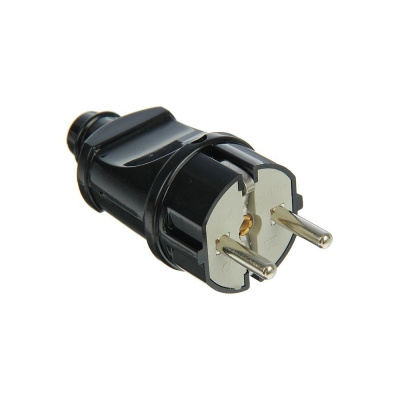 Вилка "UNIVersal" прямая с/з черная 16А 250В IP44 (еврослот) (Е1441-1)