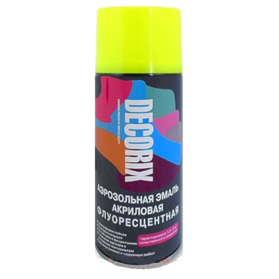 Эмаль аэрозольная флуоресцентная DECORIX 400мл,желтый
