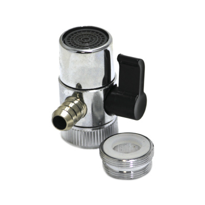 Дивертор металлический ДВ-8 для шланга 8мм с металлическим переходником для крана с резьбами 22*24мм