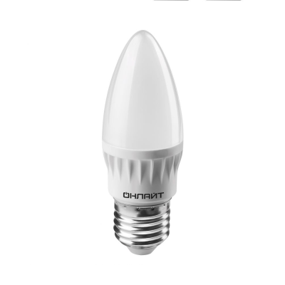 Лампа светодиодная LED 8вт Е27 теплый, матовая свеча ОНЛАЙТ