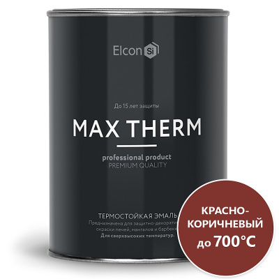 Эмаль Elcon, декоративная, термостойкая, быстросохнущая, глянцевая, красно-коричневая, 0.8 кг, 700°С