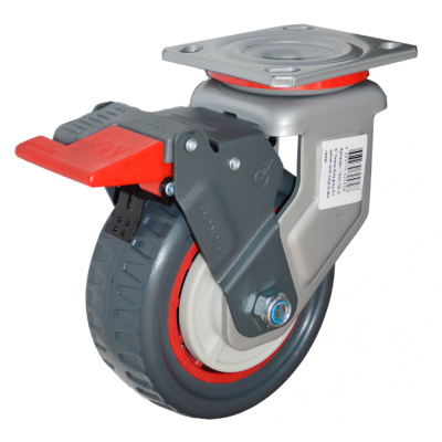 Колесо   полиуретан. протектор поворот. с тормозом 125мм   (Medium)