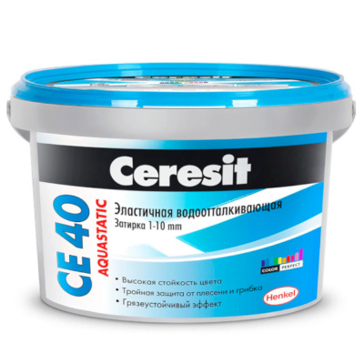 ЗАТИРКА  №07 AQUASTATIC  СЕ 40  СЕРАЯ ВЕДРО 2 КГ (1/12) "CERESIT"