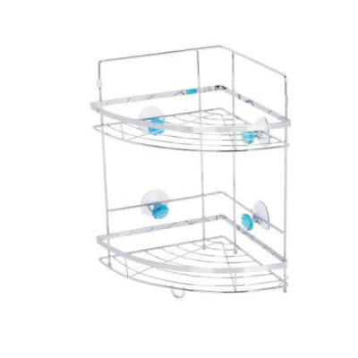 Полка д/ванной угловая 2-х ярусная на присосках Бриллиант 24,5*24,5*38см, хром. 310795, Рыжий Кот