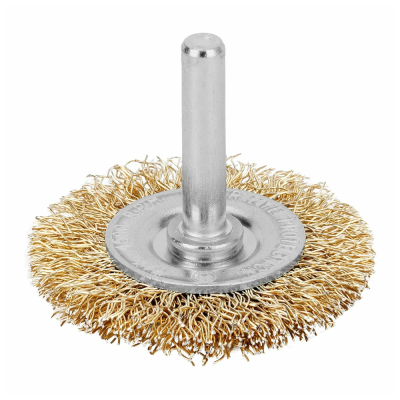 Щетка для дрели, 60 мм, плоская со шпилькой, латунированная витая проволока// Matrix	