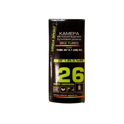 Камера 26*1.95/2.1*48, вело-ниппель 48мм, инд. уп. Vinca Sport