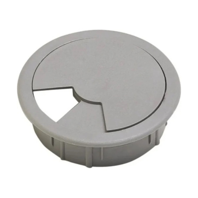 Заглушка кабель-канала, пластиковая, круглая, d=60 мм, серая